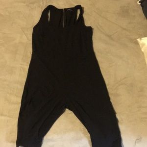Black, zip-back, Capri jumpsuit